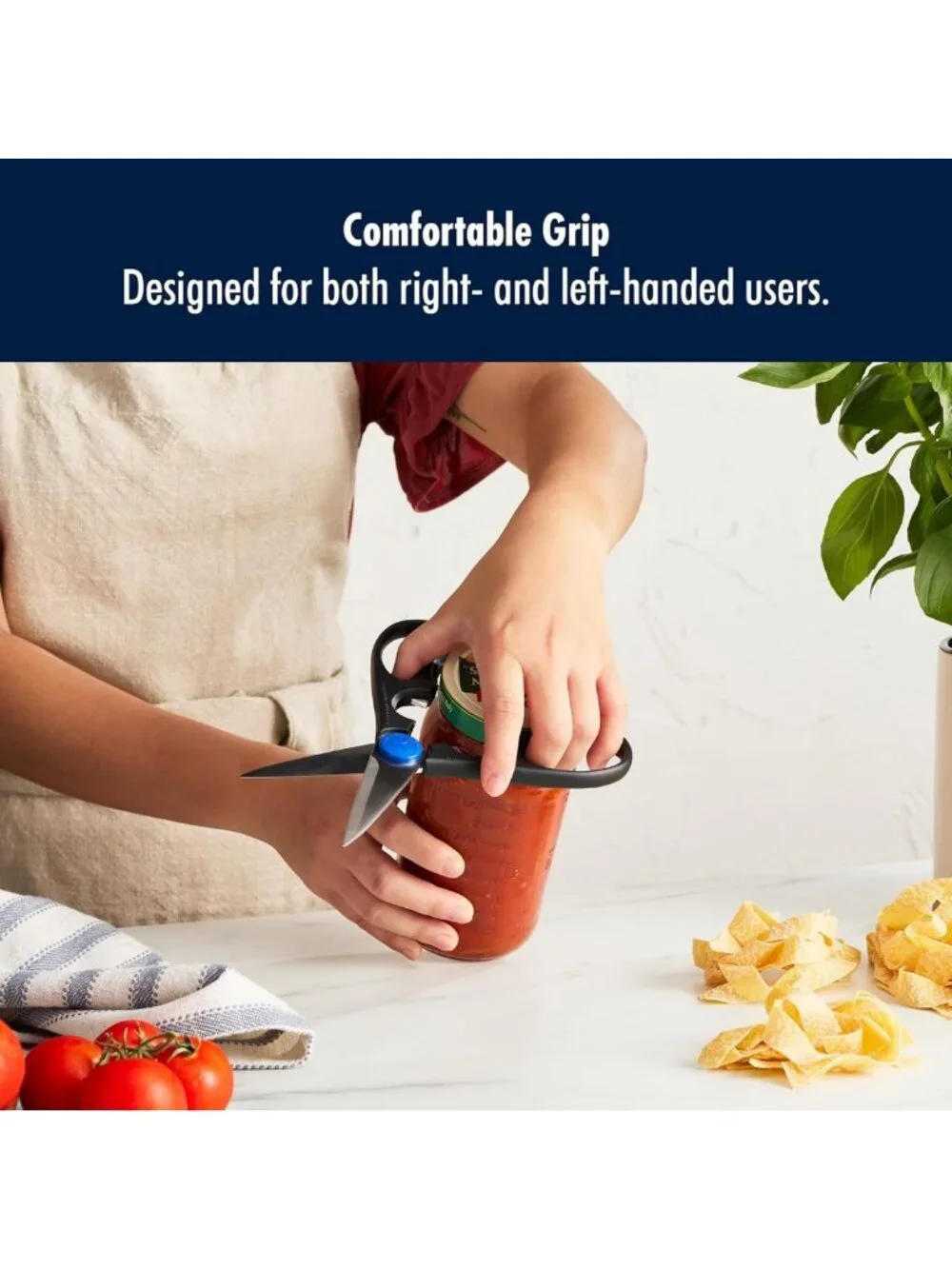 Multi-Purpose Kitchen Shears, Stainless Steel Blades, Soft Grip, Dishwasher Safe